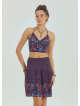 Halter Neck Open Back Pink Floral Crop Blouse 4615